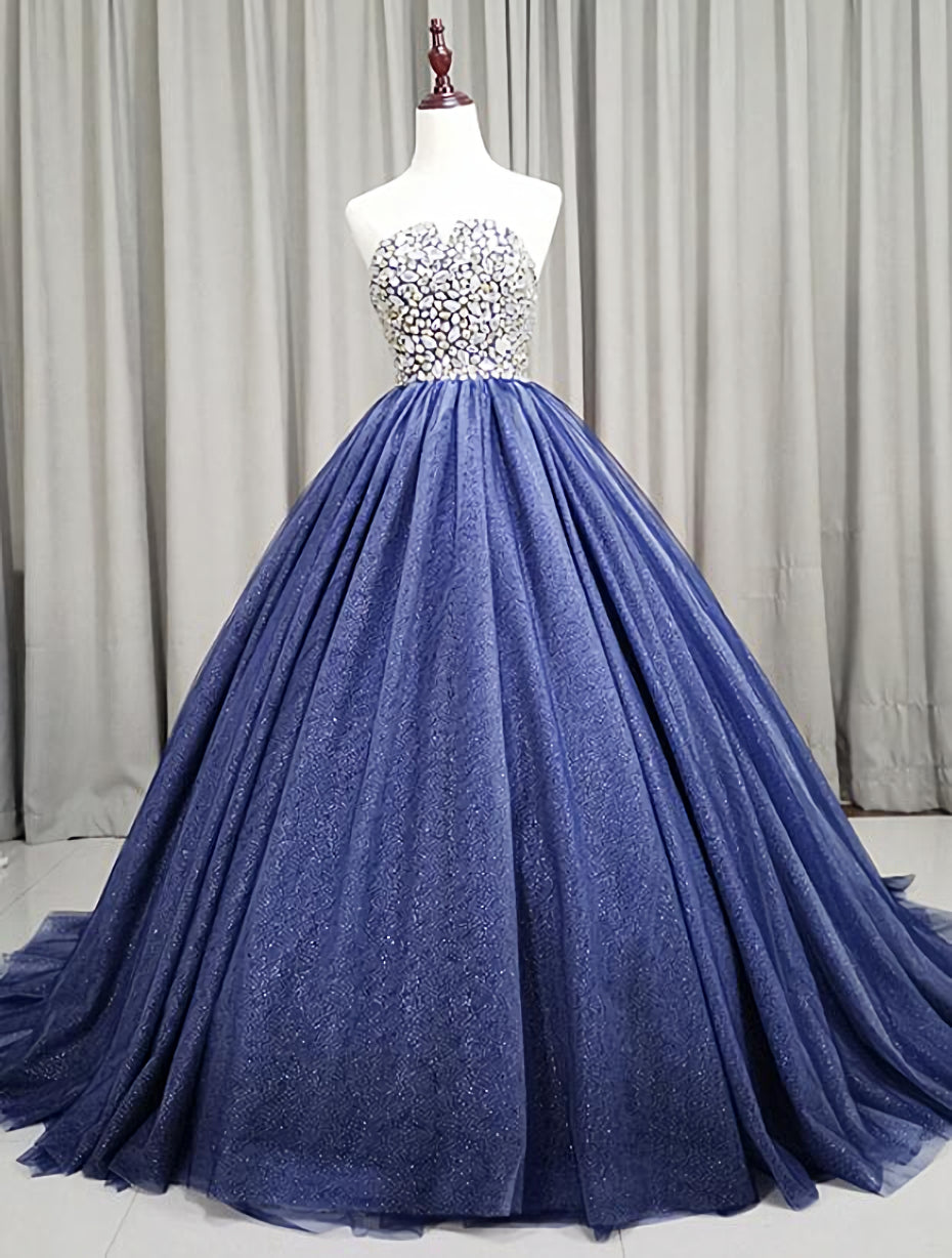 Gorgeous Blue Ball Gown Sweet 16 Party Dress, Blue Handmade Formal Gown