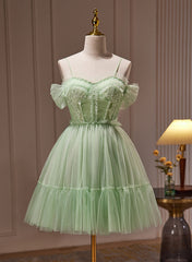 Light Green Tulle Short Party Dress Graduation Dress, Cute Short Formal Dress