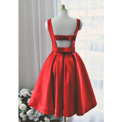 Lovely Red Satin Short Party Dress, Red Short Prom Dress