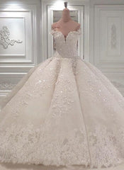 Strapless Sparkle Luxurious Train See through Ball Gown Wedding Dress